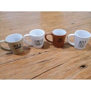 Set of 4 Espresso Rae Dunn And Demitasse Cups - Ceramic Multicolor